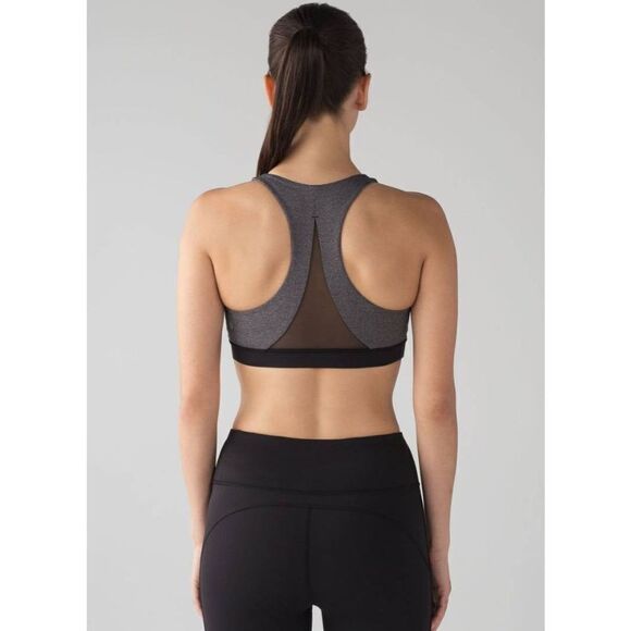 LULULEMON ATHLETICA Invigorate Bra In Heathered Black Black Size 2 - Picture 2 of 3